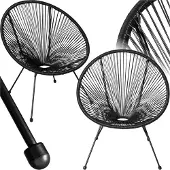 TecTake - Balkonset - Tuinset - Set van 2 stoelen Santana - Acapulco-stijl - Iconisch design - Voor binnen of buiten - zwart