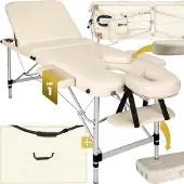 TecTake - Mobiele aluminium massagetafel 3 zones beige + draagtas - behandeltafel - behandelbank – incl. opbergtas – opvouwbaar