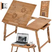TecTake - Laptoptafel Hout - USB Ventilator - 2.5 kg - Notebookstandaard