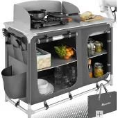 TecTake - Campingkeuken kampeerkeuken - incl. windscherm en opbergvakken - 116x52x107cm - 402920