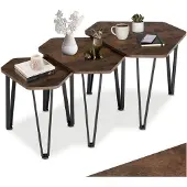 TecTake - Salontafel-set Torquay - industrieel donkerbruin - 404734