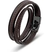 SERASAR Lederen Herenarmband [Wrap] - Bruin 34cm - Herenarmband Tienersieraden