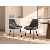 Vente-unique Set van 6 stoelen MASURIE - Fluweel - Grijs