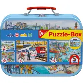 Schmidt - Legpuzzel - Vervoermiddelen, puzzelbox, 2x26 & 2x48 stukjes in metalen koffer - Kinderen - vanaf 4 jaar