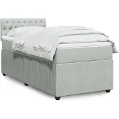vidaXL Boxspring met matras fluweel lichtgrijs 90x190 cm