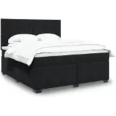 vidaXL Boxspringbed met matras, zwart, 180x200 cm, fluweel