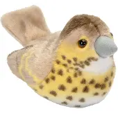 Wild republic knuffel lijster met geluid 15 cm pluche bruin