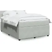 vidaXL Boxspring met matras fluweel lichtgrijs 140x200 cm
