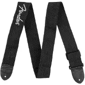 Fender 2 Inch Poly Guitar Strap Black with Grey Logo