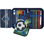 Undercover etui voetbal gevuld met potloden en accessoires.