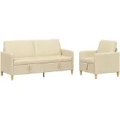 vidaXL Sofa Set Met Opslag 2 st Crèmekleurig Polyester