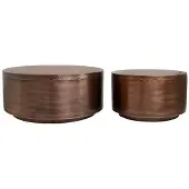 Ptmd Salontafel Georgy - 80x80x35 cm - Ijzer - Koper - Set van 2