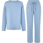 Louise Pyjama 'Women's Homewear Loungewear Long Soft & Comfortable Light Blue' blauw