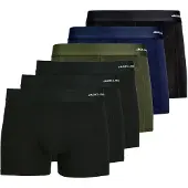Jack & Jones Heren boxershorts trunks effen jacbasic bamboe 6-pack groen/blauw/zwart
