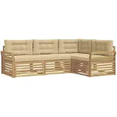 vidaXL Buiten bank set 4 st Wit en Beige Polyester