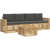 vidaXL Tuinset met 5 zitplaatsen, wit en antraciet, polyester