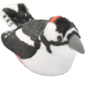Adlibris knuffel specht met geluid 15 cm pluche zwart /wit