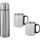 Discountershop RVS Thermosfles 1.0 liter met 2 bekers