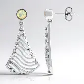 Cavill - 925 Sterling Zilver Geplateerde Zilveren Oorbellen - 0.238 ct Welo-opalen & 0.261 ct Cambodjaanse Zirkon - Modern Golfdesign 30 mm
