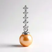 Cavill - Zilveren Hanger - 925 Sterling Zilver Gerhodineerd - Perzikkleurige 8 mm Ming Parel - 0,24 ct Zirkonen - Tijdloos Elegante Dames Sieraad