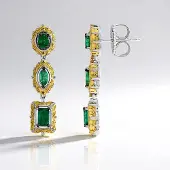 Cavill - 925 Sterling Zilver Palladium Oorbellen - Zambia Smaragd 0,97 ct - Elegante Groene Edelsteen Oorbellen - Luxe Dames Sieraden