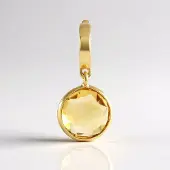 Cavill - 925 Sterling Zilver Hanger - 1,8 ct Braziliaanse Citrien - Goud Verguld - Rond Dambord Geslepen Steen - Elegante Kettinghanger
