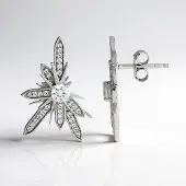 Cavill - Elegante Bloemvormige Oorknoppen - 925 Sterling Zilver met Platina Coating - Cambodjaanse Zirkonia 1,167 ct - Luxe Pavé Design Oorbellen