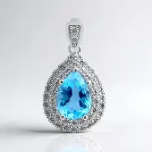 Cavill - Zilveren hanger - 2,88 ct Marambaia topaas druppelvormig - 43 stuks zirkonia 1,4 ct - elegant en natuurlijk sieraad