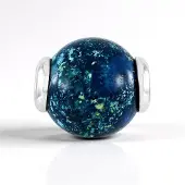 Cavill - 925 Sterling Zilver Hanger - 8,48 Ct Chrysocolla Rond uit Peru - Platina Verguld - Monosono Collectie - Blauwe Groene Elegante Hanger Dames