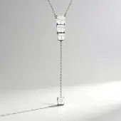 Cavill - Elegante Halsketting 925 Sterling Zilver met Platina - 4,485 ct Cambodjaanse Zirkonia - Achthoekige Asscher Slijpvorm - Dames Sieraad