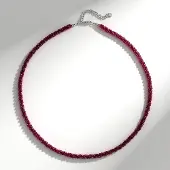 Cavill - Zilveren Halsketting - 925 Sterling Zilver Gerhodineerd - Magenta Granaat 62,159 ct - Verstelbare Ketting - Stijlvolle Dames Sieraden