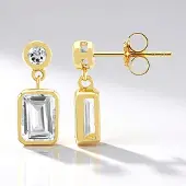 Cavill - 925 Sterling Zilver verguld - Oorbellen met witte Nigeriaanse topaas 1,858 ct - Achthoek & ronde vorm - Tijdloze Italiaanse zilveren sieraden