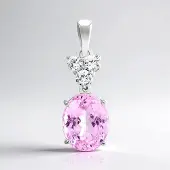 Cavill - Zilveren Hanger met Ovale Kunziet 3,933 ct uit Afghanistan - 925 Sterling Zilver Platina - 3 Zirkonia 0,488 ct - Modern & Elegant Sieraad