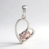 Cavill - Elegante Hartvormige Hanger 925 Sterling Zilver Gerhodineerd - 0,4 ct Ovale Morganiet uit Mozambique - Prachtige Morganiet Sieraden