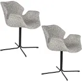 Zuiver Nikki Eetkamerstoelen Armleuning Grijs - Set van 2