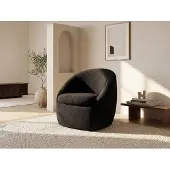 Vente-unique Draaibare fauteuil in zwarte boucléstof NETALIO