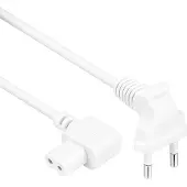 Allteq C7 apparaatsnoer - Haakse C7 plug - Haakse Euro stekker - Wit - 0.28 meter -