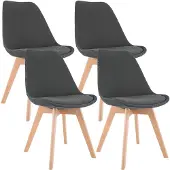 CLP Stoelen Linares (set van 4) - bekleding, houten poten in natuurlijke kleur - Grijs