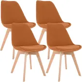 CLP Stoelen Linares (set van 4) - bekleding, houten poten in natuurlijke kleur - Oranje