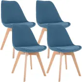 CLP Stoelen Linares (set van 4) - bekleding, houten poten in natuurlijke kleur - Blauw