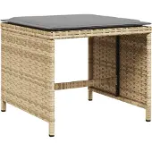 vidaXL 11-delige Tuinset met kussens poly rattan gemengd beige