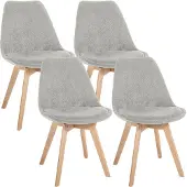 CLP Linares Set van 4 eetkamerstoelen grijs Cord