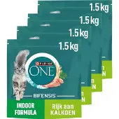 Purina One 4x Kattenvoer Droog Indoor Kalkoen 1,5 kg