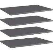 vidaXL Wandschappen 4 st 60x40x1,5 cm spaanplaat hoogglans grijs