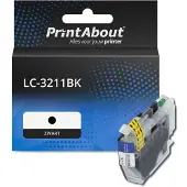 PrintAbout Inktcartridge LC-3211BK Zwart Hoge capaciteit geschikt voor Brother