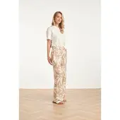 Smashed Lemon Wide leg pantalon met bloemprint beige/wit |