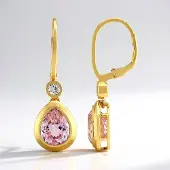 Cavill - Zilveren Oorbellen - 925 Sterling Zilver Verguld - Peervormige Kunziet 4,28 ct Bezel - Ronde Zirkonen 0,33 ct - Elegante Dames Oorbellen