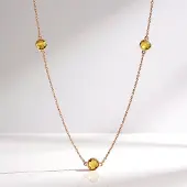 Cavill - Zilveren Halsketting 925 Sterling Zilver Roségoud Verguld - 7 Brandy Citrienen 3.78 ct - Ronde Schaakbord Slijpvorm - Elegante Damesketting