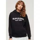 Superdry Sport Luxe Hoodie met Losse Pasvorm Zwart Grootte: 38