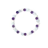 Cavill - Edelsteen Armband - Zambia Amethist 17,16 ct, Regenboogmaansteen 14,95 ct, Aquamarijn 15,52 ct - 18 cm - Kleurrijk, Elegant en Casual